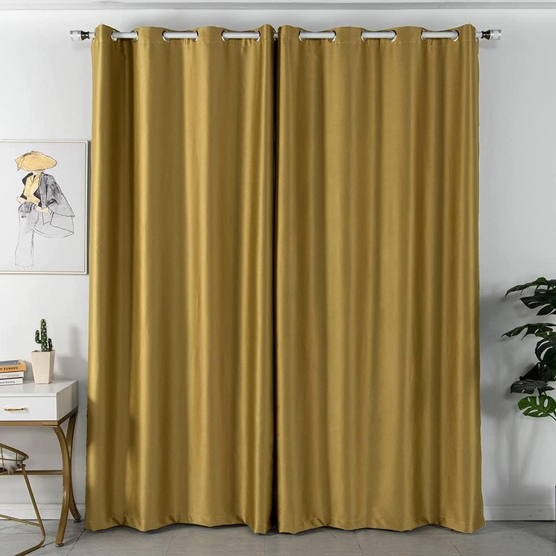 Amidoudou Luxurious Full Blackout Curtains | Gold | 2 Panels