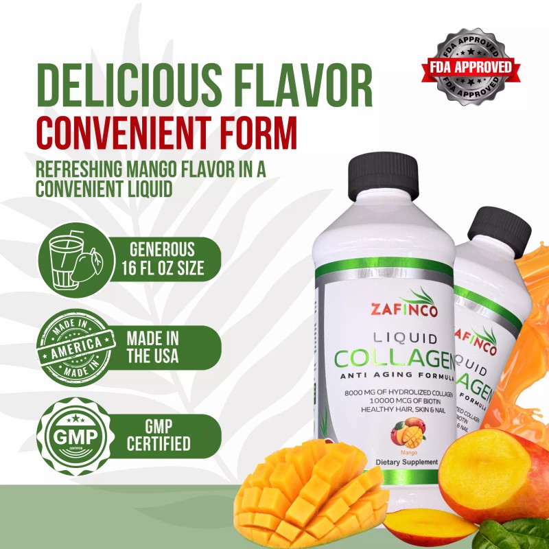  Extra Strength 10000 Biotin+8000 Liquid Collagen-Mango Flavor 16 fl