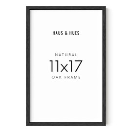 HAUS AND HUES 11x17 Picture Frame - Black Picture Frames 11x17 Natural Wood Frames, Black Frames Picture Frame 11x17 Wooden Frames, Black Poster Frames 11x17 Wood Picture Frames (Black Oak Frame)