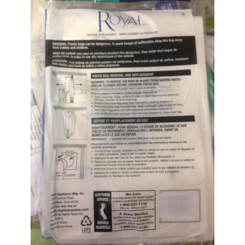 Royal Type B Vacuum Bags-10 per Pack, 10 Bags, White