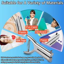 Hole Punch Single Hole Punch 8 mm Single Hole Punch Metal Hole Punch Paper Hole Punch High Performance Hole Punch Desk Accessories with Multiple Sheet Capacity for A4 Paper, Ideal Hole Punch for