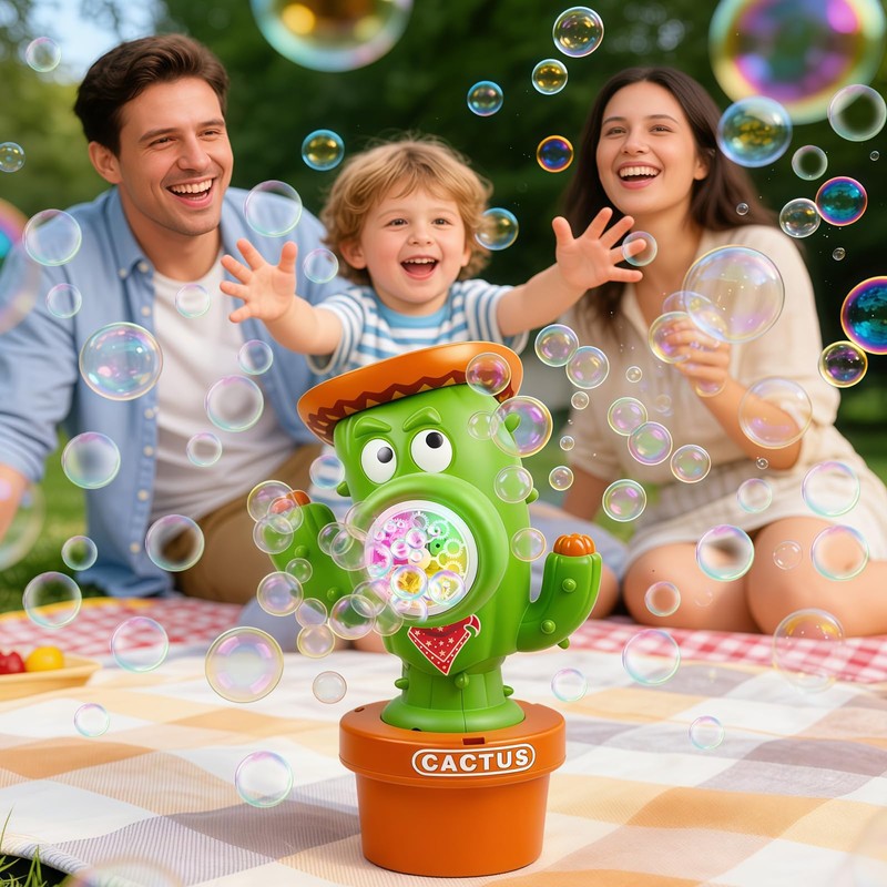 Cactus Bubble Machine for Children, Automatic Cactus Toy Bubble Maker
