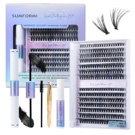 SUMFORMI DIY Lash Extension Kit Natural Eyelash Extension Kit Wispy Lash Clusters Kit Waterproof Single Lashes Extension Kit Natural Look Eyelash Cluster Lash Kit D Curl 8-16MM at Home 30D+40D(Wispy)