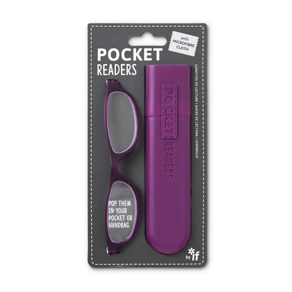 IF Lectores de bolsillo – Gafas de lectura en un estuche de bolsillo delgado, Púrpura/Ombre Force., +1.5