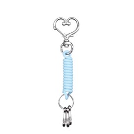 BeyonMind Pressing Goods with Heart-shaped Nascan Coil Strap for Figures, Includes 3 Hooks, Double Ring, Keychain, Bag Attachment, 16 Colors Available, blue (pale)