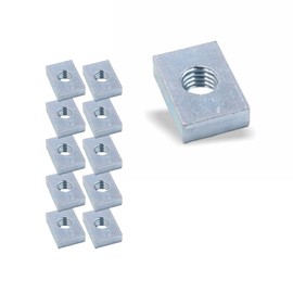 Slot Nut | Threaded Plate 20 x 14 x 6 mm M8 Thread Centre | Blue Galvanised Steel (Pack of 10)