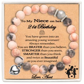 EFVISD 21st Birthday Gifts for Niece Women Her, 21 Year Old Birthday Gifts for Her, Beaded Bracelet Gifts for 21st Birthday Female, Happy 21st Birthday Gifts Ideas for Niece