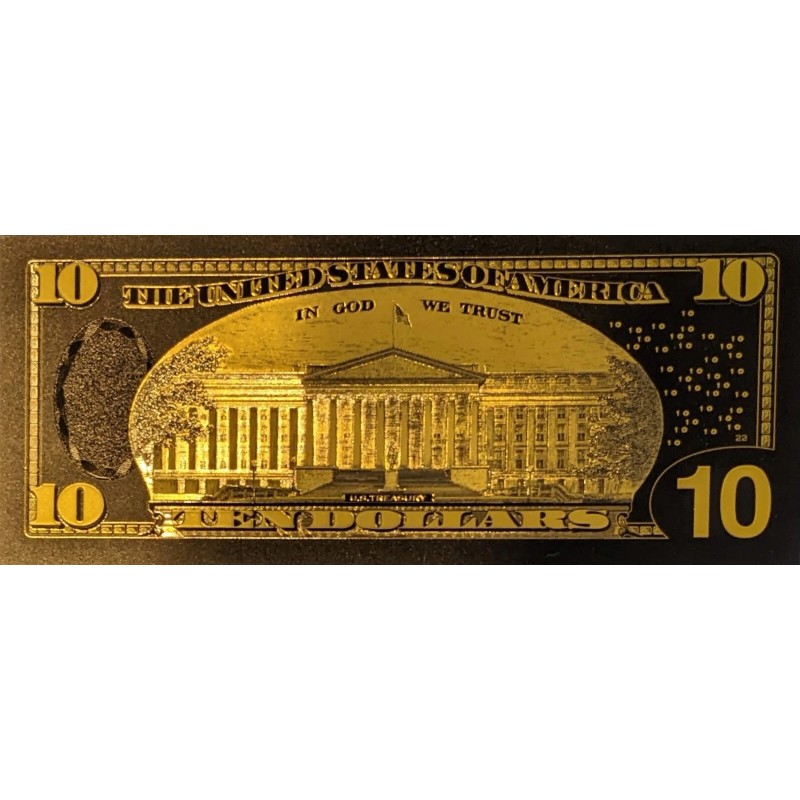 24K BLACK GOLD $10 Dollar Bill 2009 Series Collectible Novelty
