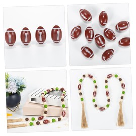 TOYANDONA Pack of 20 American Football Beads Sports Beads for Bracelet Football Garland Beads Sports Beads Made of Wood Bracelet Beads Charms Rugby Spacer Beads Bulk Material Lotus Tree Bracelet Beads