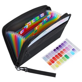 Qsszk Receipt Coupon Organizer, 12 Pockets Small Accordian File Organizer, 11x6 Inches, Expandable Folder Wallet for Coupon, Receipt, Cash, Bill Tickets, Card, Storage.