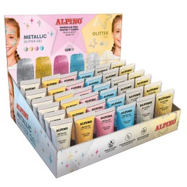 Alpino Fiesta 36 Pieces: 24 Pieces Metallic Glitter Gel + 12 Glitter Gel | Glitter Gel with Metallic Base | Glitter Gel with Transparent Base
