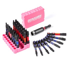 Geinxurn Impact Screwdriver Bits Set, 33 Pieces 2”Multi Head Magnetic S2 Steel Driver Bits PH/SQ/Torx/Slotted/Hex/Security Torx With Pink Soft Base