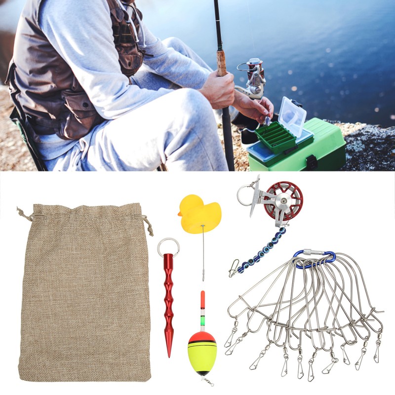 Fish Stringer Live Fish Lock with Reel Float Steel Wire