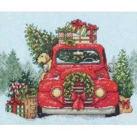 Dimensions DIY Dimensions Festive Ride Truck Puppy Christmas Counted Cross Stitch Kit 08992