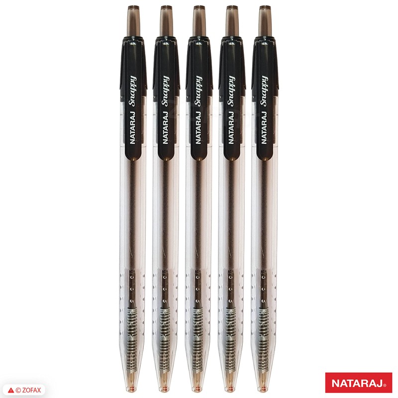 NATARAJ Snappy Ballpoint Pens, Retractable, BLACK, 0.7mm Fine Point, Pack