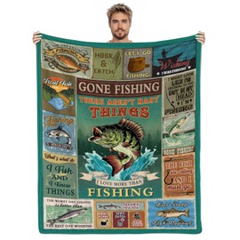 Fishing Gifts for Men, Fly Fish Gift, Gift for Men Who Love Fishing, Gifts for Fisherman, Bass Fish Gift Blanket, Fisherman Blanket 60” X 50”