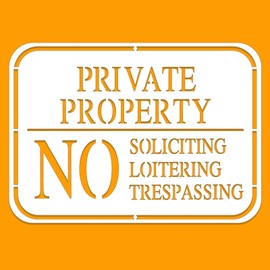 2PCS PRIVATE PROPERTY Sign Stencil Template - 14 x 10 Inch Large Reusable NO SOLICITING NO LOITERING NO TRESPASSING Stencil for Painting on Wooden Plaque, Wall, Fence - Heavy-Duty DIY Security & Warning Signage