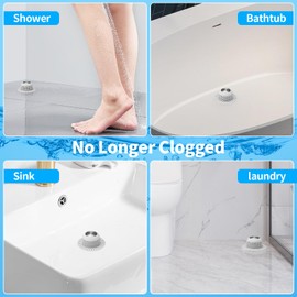 Aluvor Shower Drain Hair Catcher, Bathtub Drain Cover Foldable Silicone Shower & Tub Protector for Pop-Up & Regular Drains