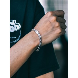 Richsteel Mens Womens Cuban Link Chain Bracelet Hip Hop Jewellery