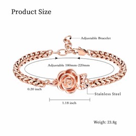 shajwo Cremation Jewelry Rose Flower Urn Bracelet for Human Ashes for Women Girl Adjustable Memorial Keepsake Link Bracelet,Rose Gold