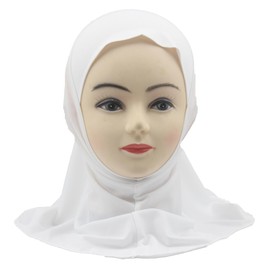 Modest Beauty Girls Hijab Muslim Kids Scarf Headwear Solid Color for 2-6 Years Ready to Wear