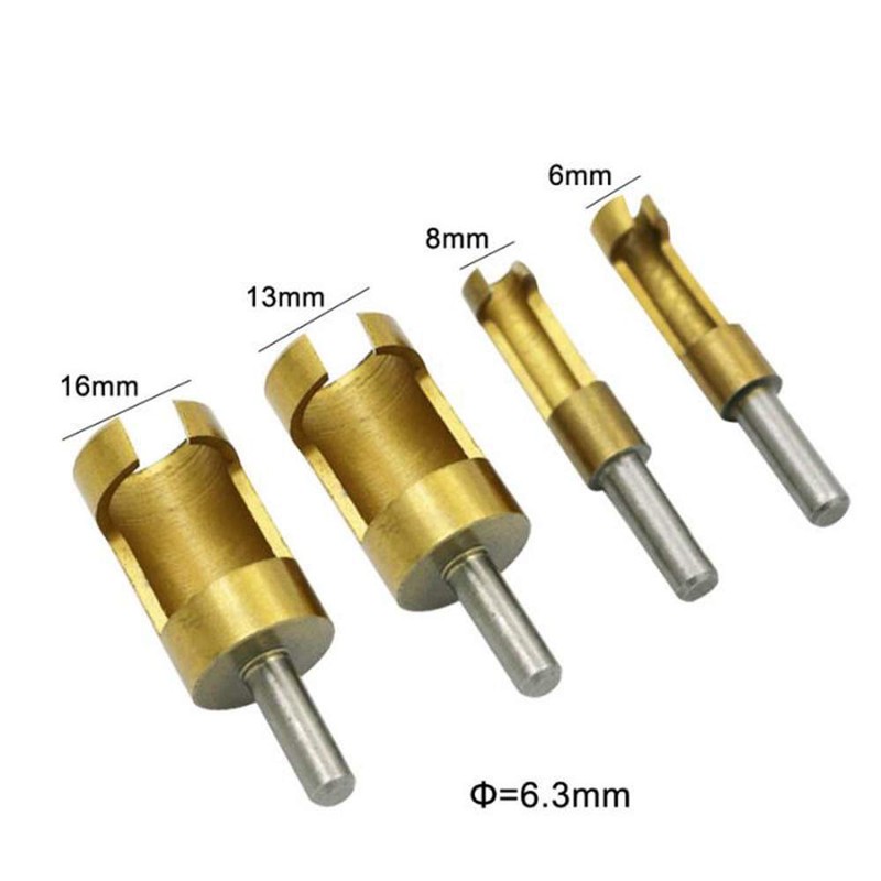 4Pcs Wood Plug Hole Cutter Bit Set Kit Dowel Plug