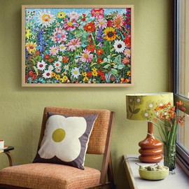 MISITU Puzzle 1000 Pieces for Adults - Colourful Flowers in Mosaic - Art Puzzle 1000 for Children from 14 Years