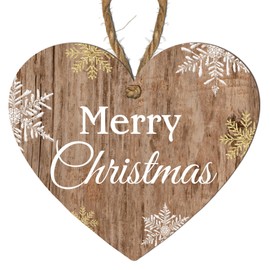 Christmas Heart Plaque in Rustic Brown - Choose from 4 Festive Designs: Merry Christmas, Nollaig Shona Duit, Nollaig Chridheil, Nadolig Llawen (Merry Christmas)