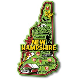 New Hampshire Colorful State Magnet by Classic Magnets, 2.4" x 4.3", Collectible 3D Rubber Vintage-Style Souvenirs and Gifts Made in The USA