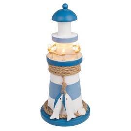 Out of the blue Wooden Lighthouse Decorative Item with LED