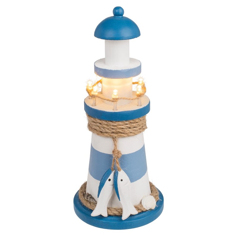 Out of the blue Wooden Lighthouse Decorative Item with LED