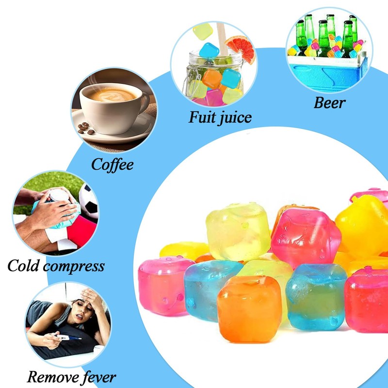 KEELYY 60 x Reusable Ice Cubes, Plastic BPA-Free, Party Ice