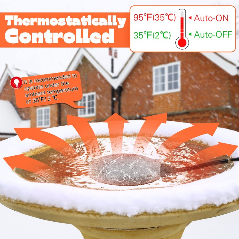 1 Pack Upgrade Bird Bath Heater for Outdoors in Winter,