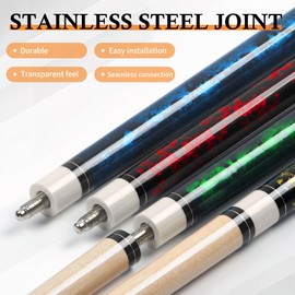 Kmise Pool Cue Stick Set of 4 - Canadian Maple Professional Pool Cues, New Upgraded Irish Linen Wire Grip, 18-21oz, 4 Colors Optional (Blue, Green, Red, Yellow, 20oz)