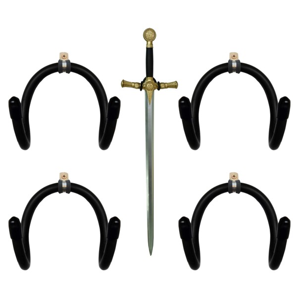 YYST Mini Adjustable Sword, Wall Hook Display Hanger Wall Mount for Sword,Dagger,Axe,Keyblade, etc-4/PK- No Sword-Vertical Display