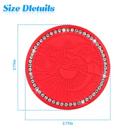 FALVFUN Bling Car Cup Holder Coaster, 2PCS 2.76" Crystal Rhinestone Anti-Slip Insert Vehicle Drink Cup Pad, Dustproof Auto Embedded Water Bottle Holder Mat, Universal for SUV RV Truck (Red)
