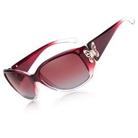 LVIOE Polarised Sunglasses Womens Oversized, Large Frame Butterfly Ladies Sunglasses with UV Protection, Category 3