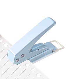 Kvoike 1/4" Single Hole Puncher, Heavy Duty Hole Puncher, Paper Punch 15 Sheet Capacity, Metal Hole Puncher for Id Card, Luggage Tag, Name Tag and Badge Holder,Blue
