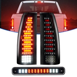 Tail Light +3rd Third Brake Cargo Lamp Fit for Chevy Silverado C1500/K1500 1988-1999, for Silverado/Sierra C2500 C3500 K2500 K3500 1988-2000, Blazer 1992-1994, Rear Taillight Assembly Somke Lens