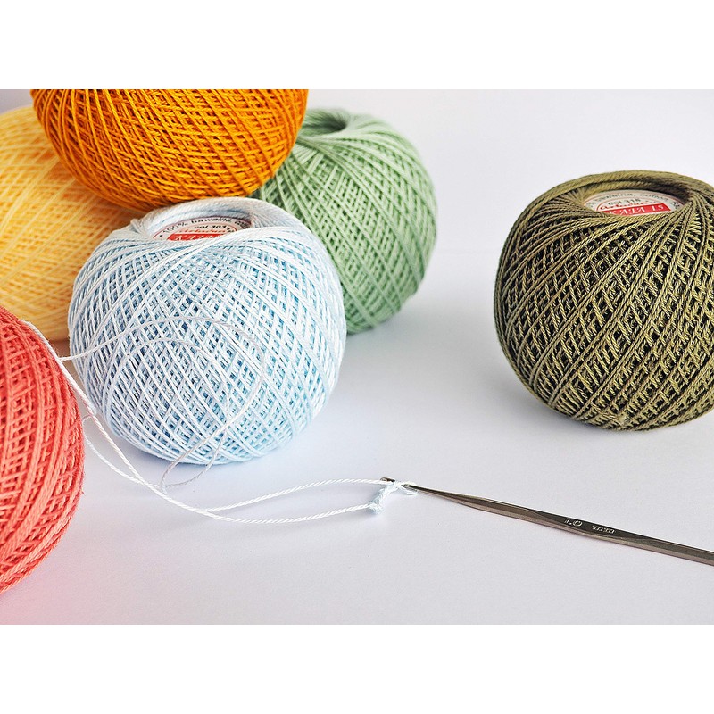 Cotton Crochet Yarn Double Mercerized Thread 220yd/200m Ball 1.05oz/30g Knitting