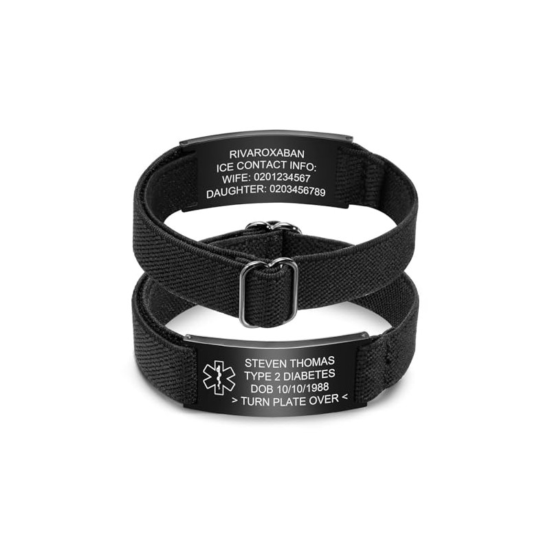 Pulsera personalizada de alerta médica, pulsera de identificación de acero