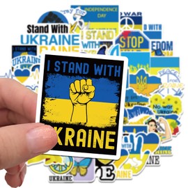 I Stand with Ukraine Sticker Pack,Ukrainian Flag Sticker - 50PCS Hope Peace Support Ukraine Stickers for Water Bottle,Laptop,Scarpbook,Bumper,Helmet