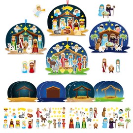 COLOFALLA 8 Sets Nativity Set for Children Kids Nativity Set Craft Nativity Scene Stickers DIY Christmas Crafts for Kids