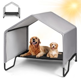 LitaiL Dog Shade Shelter Outdoor Tent for Small Medium Large Dogs, Waterproof Sun Protection Dog Tent with Bed, Outside Sun Rain Canopy Pet House for Dogs Cats Livestock, Grey, 39.8x39.8x41.3 in