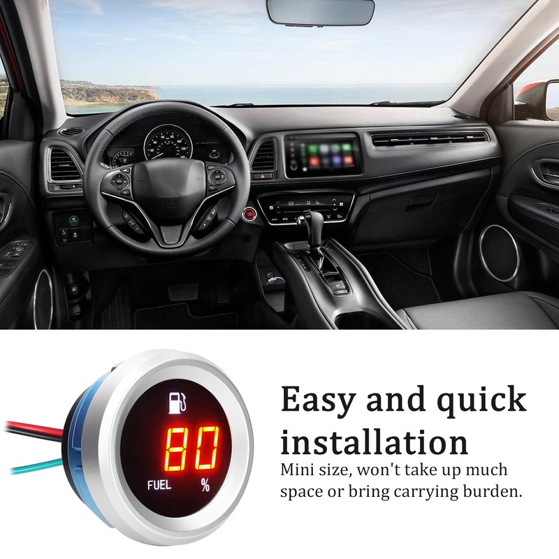 Digital Fuel Level Gauge with Flashing Alarm Car Fuel Level