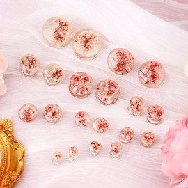 Jewseen 2Pcs Flower Ear Gauges Plugs Gauge 2g to 1'' Resin Tunnels Real flower plugs Real Plant Organic Gauges Resin Flower Gauges Resin Plugs