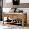FRANSOUL Shoe Bench with Cushioned Seat and Drawers, Multipurpose Storage