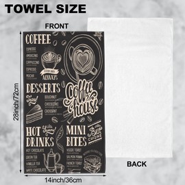 Wotinsi Hand Towels Set of 2 Coffee Restaurant Menu Hand Towels for Bathroom Soft Absorbent Decorative Hand Bath Towels Dish Towels for Kitchen Sports Gym Yoga Home Decor 14 x 28 in
