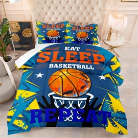 MWMWMW Boys Basketball Queen Comforter Set(90x90 Inch), Basketball Themed Bedding Set Queen for Boys Kids, 3 Pieces Sports Comforter Set for Boys Kids Teens with 2 Pillowcases