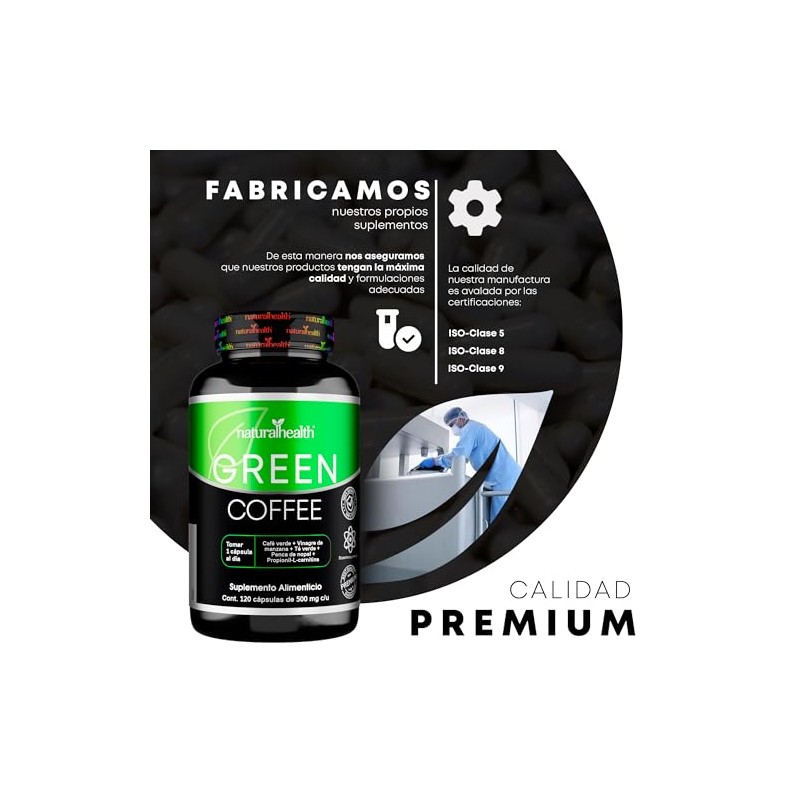Natural Health Green Coffee Frasco 120 Cápsulas 500mg Ingredientes Naturales